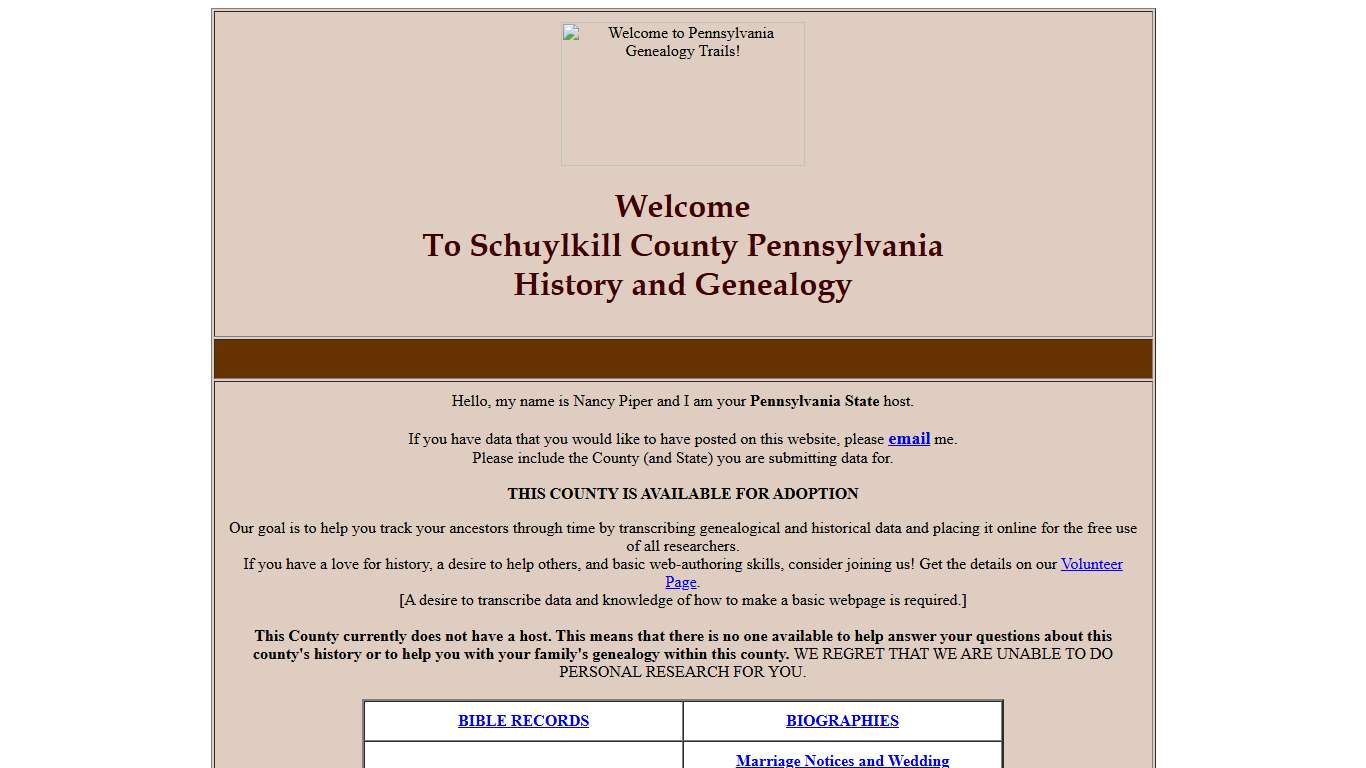 Schuylkill County PA Genealogy Trails