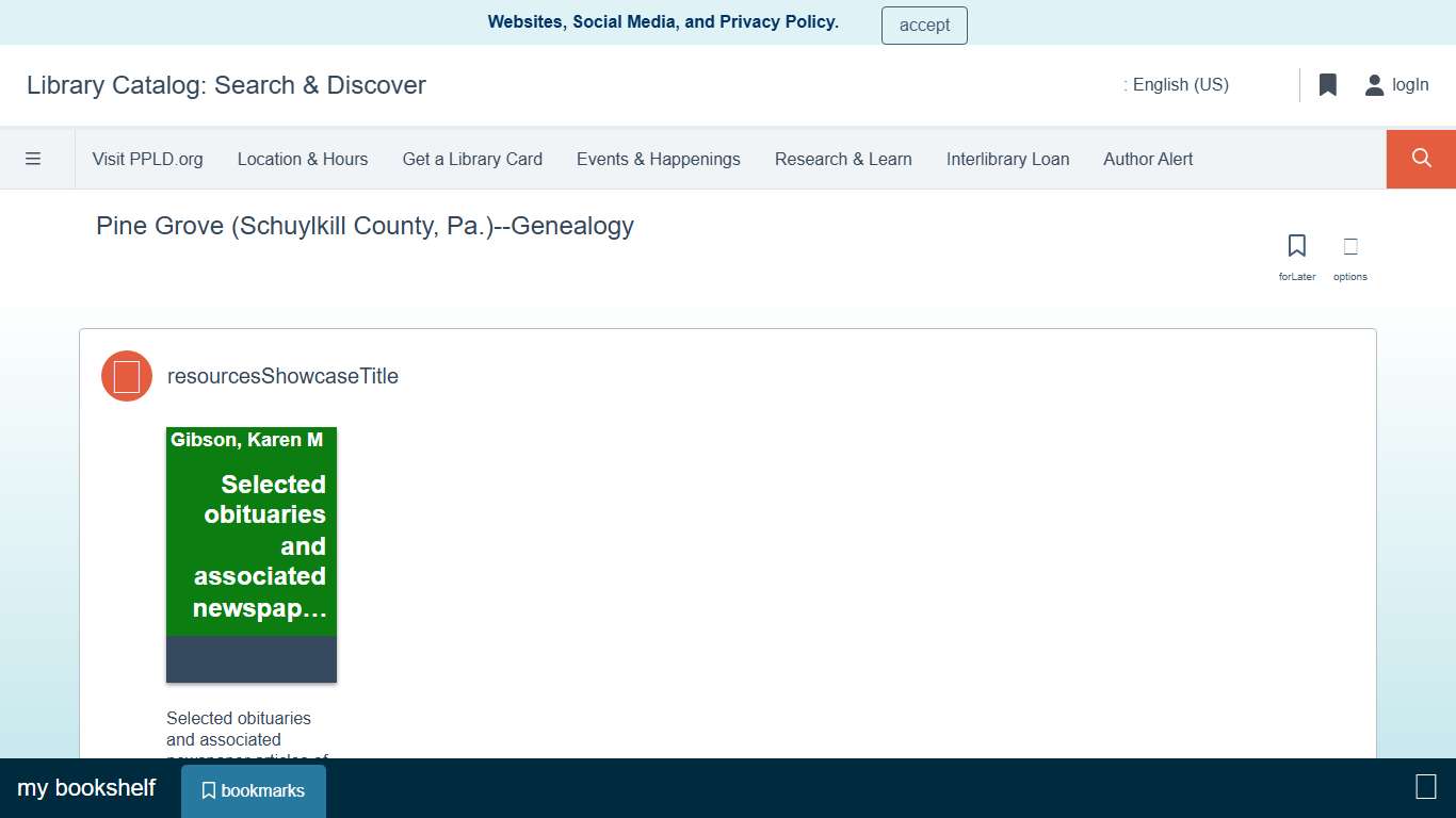 Pine Grove (Schuylkill County, Pa.)--Genealogy Library Catalog: Search & Discover