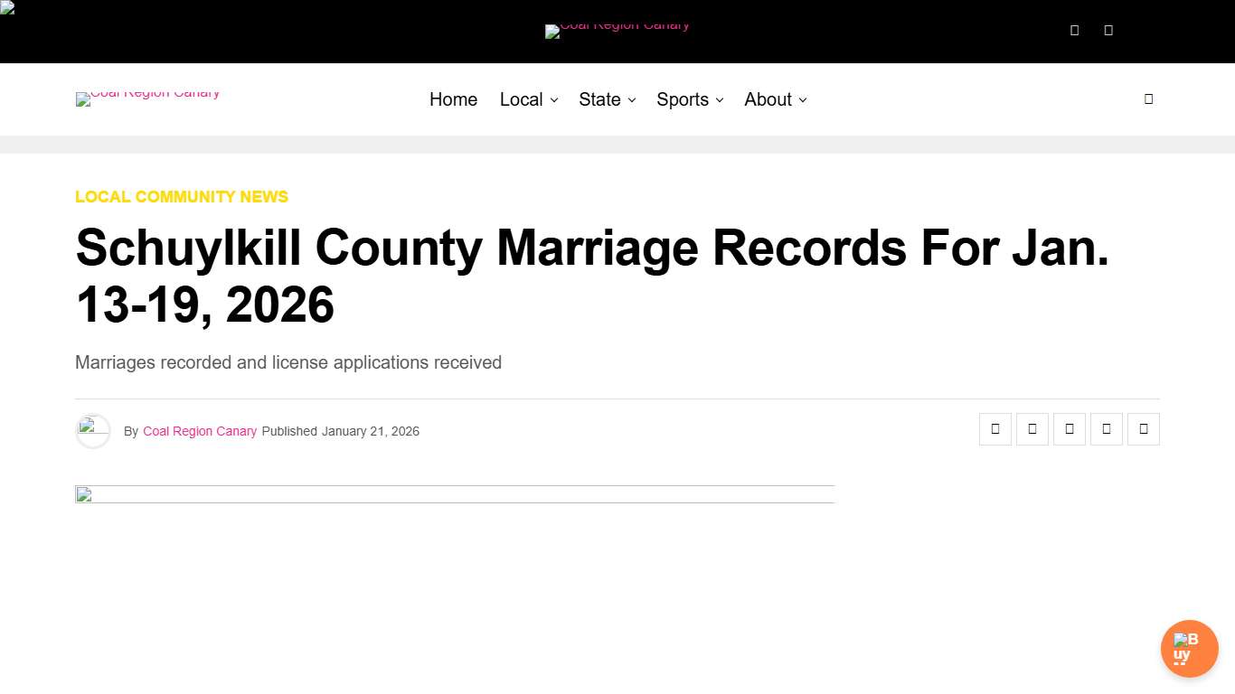 Schuylkill County Marriage Records for Jan. 13-19, 2026 - Coal Region Canary
